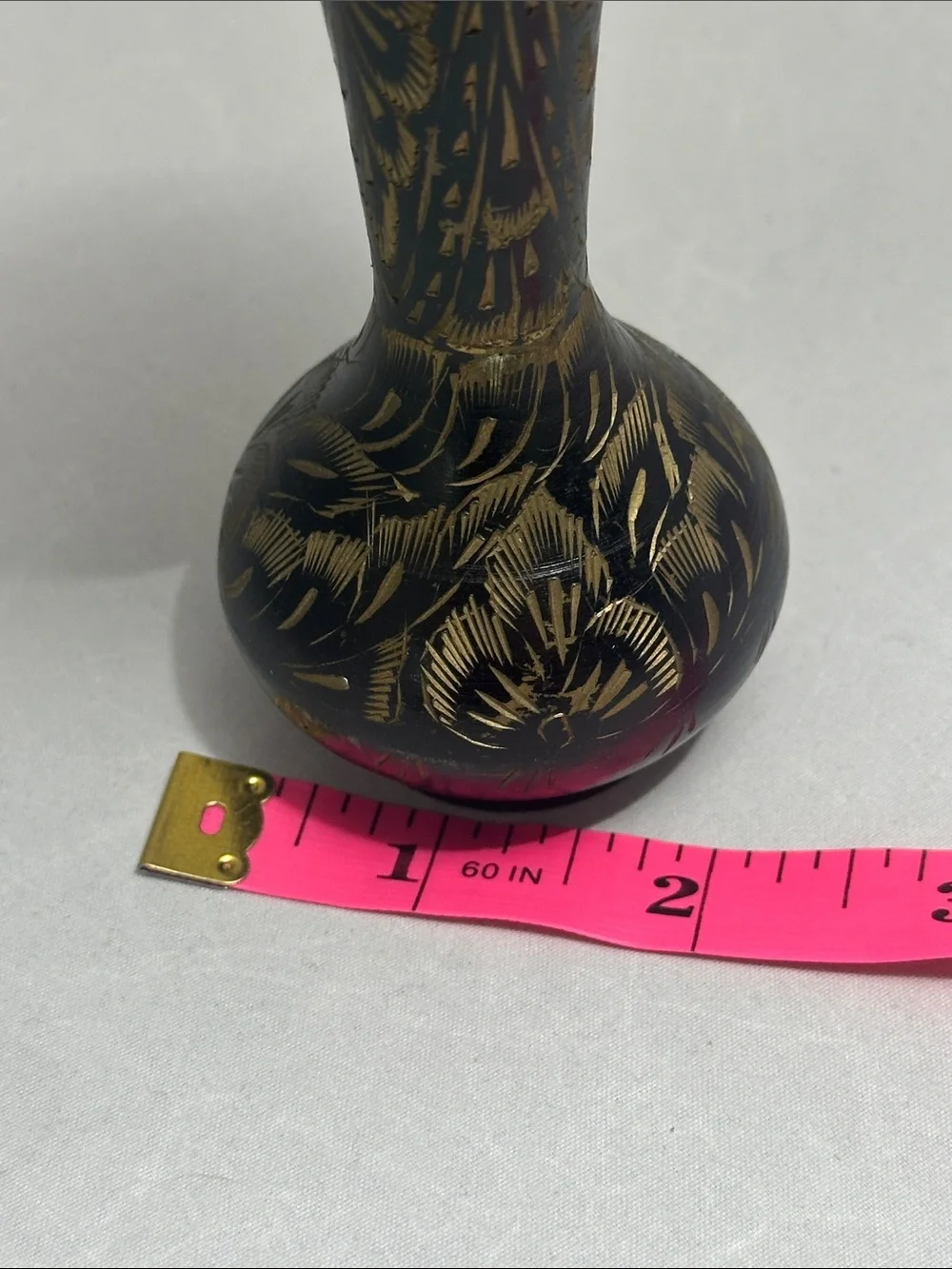 Black and Gold Floral Accent Vase